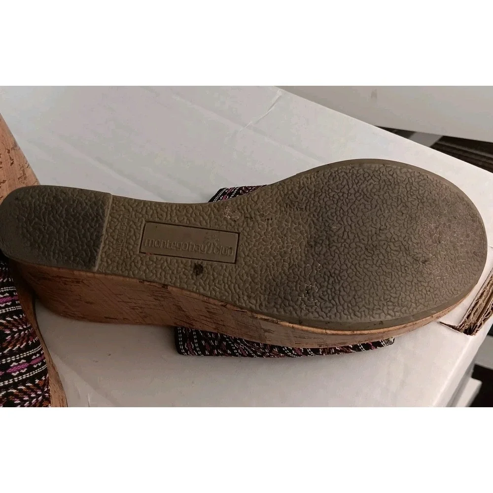 Montego Bay Club Sz 5.5 O'Malley‎ Women Cork Wedge Heel Boho Slide Sandals